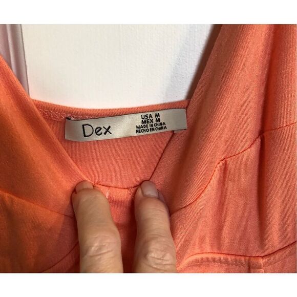DEX - NWT - L Sz MEDIUM Structured-Bodice Knit Midi Dress in Peach Coral. LOVELY - Picture 6 of 14